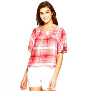 ♣️ 3/$20 UNIVERSAL THREAD red & white plaid blouse
